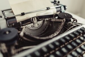 Metal parts of old typewriters